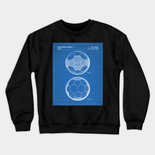 Soccer Ball Patent - Football Fan Bedroom Office Art - Blueprint Crewneck Sweatshirt